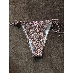Womens XL Leopard Print‎ Bikini Bottoms Tie Side Pink Bow Beach Swimwear